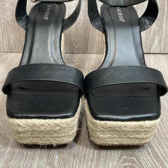 Bamboo Espadrille High Wedge Platform Heel Square Toe Ankle Strap Sandals 8 - Picture 8 of 14